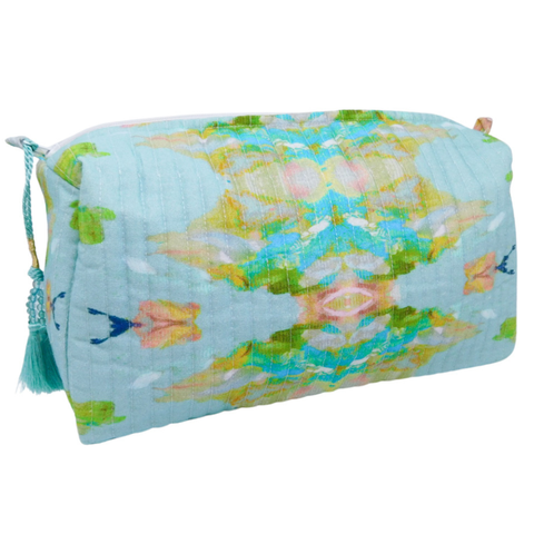 Stained Glass Blue Large Cosmetic Bag: Large (10.5"x4.5"x5.7")