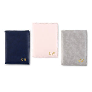 Passport Cover - Faux Leather: grey/pink/navy