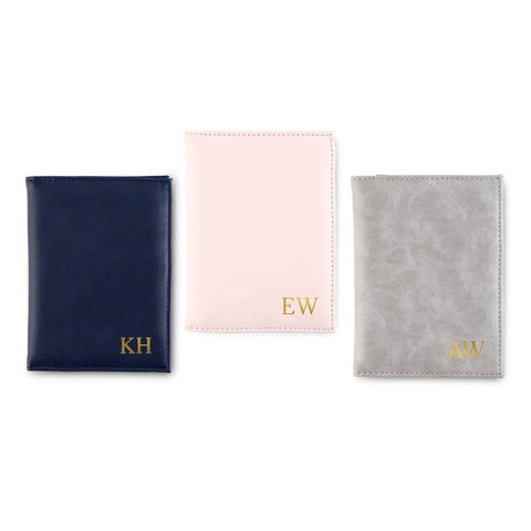 Passport Cover - Faux Leather: grey/pink/navy