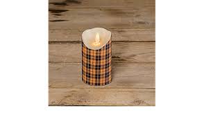 Orange Black Plaid Moving Flame Battery Candle