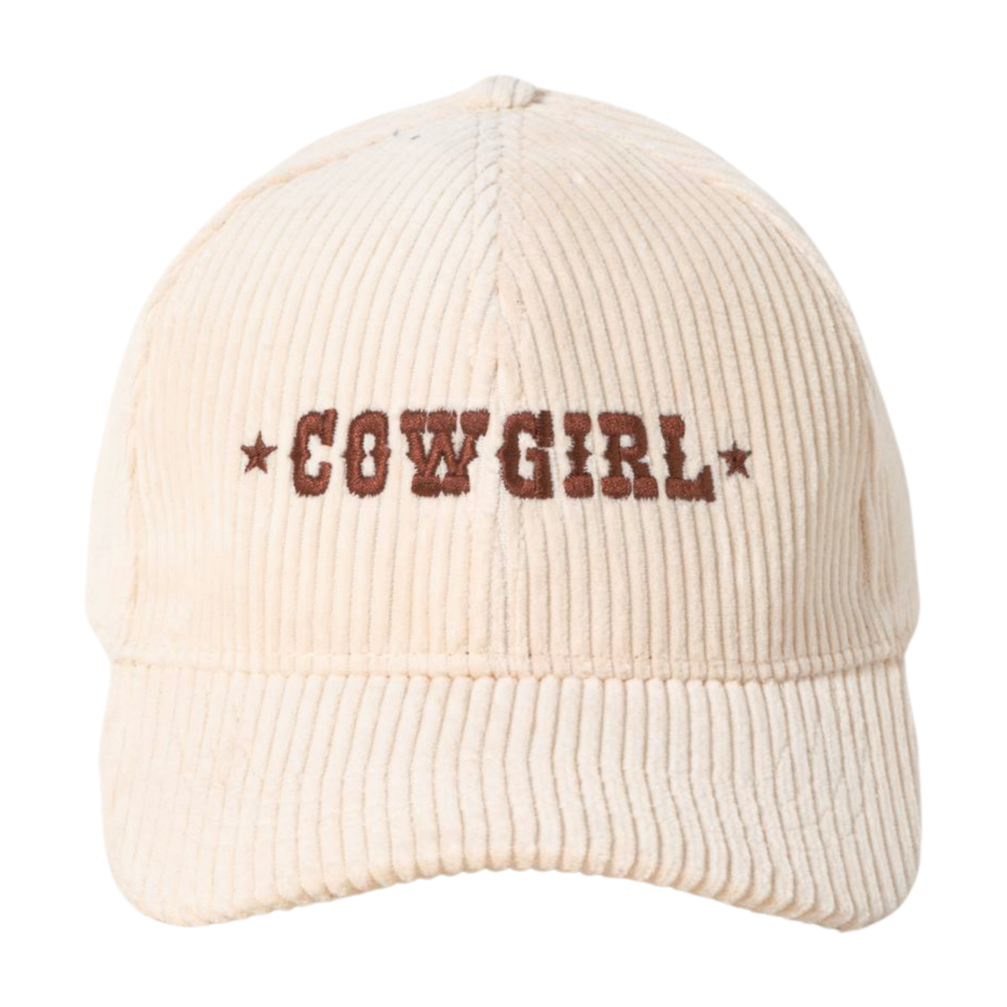 COWGIRL CORDUROY Baseball Hat: Off White