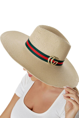 STRAW FEDORA HAT - Beige