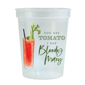 You Say Tomato I say Bloody Mary Stadium Cups-  Set of 6
