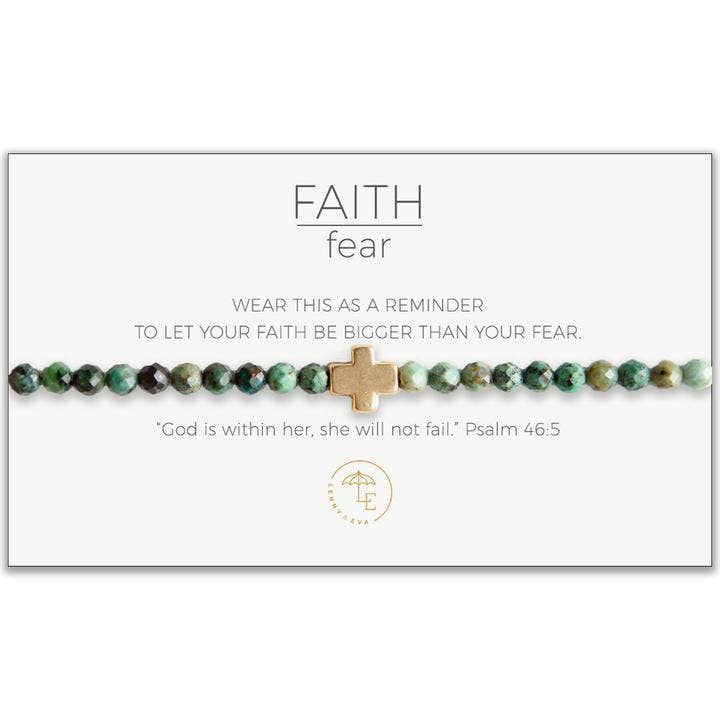 Faith Over Fear Stretch Bracelet, African Turquoise