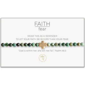 Faith Over Fear Stretch Bracelet, African Turquoise