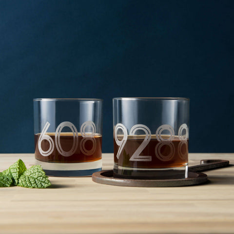 931 Area Code Etched Whiskey Glass