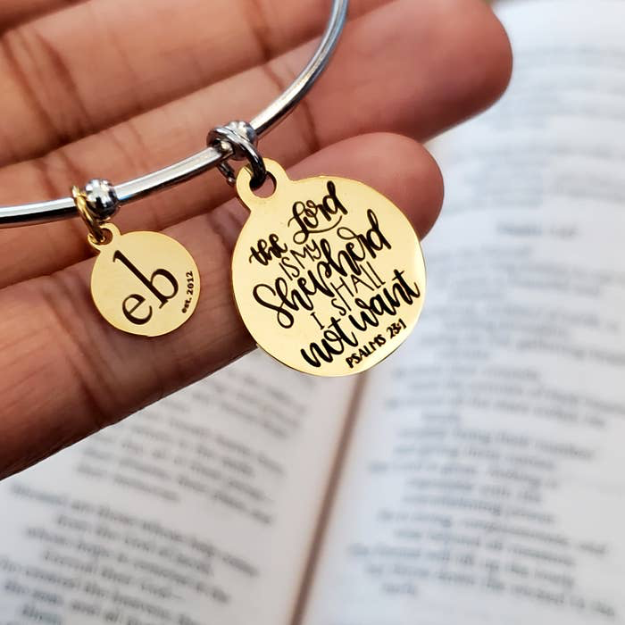 Stacking Bracelets Bible Verse Mantra Gold Charm