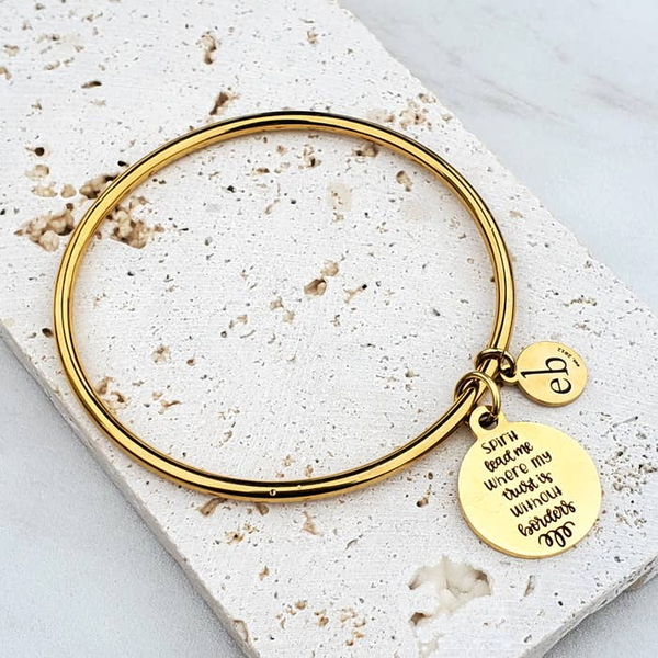 Spirit Lead Me Religious Gold Charm Bangle