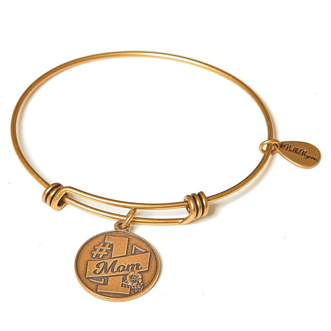 #1 Mom Expandable Bangle Charm Bracelet
