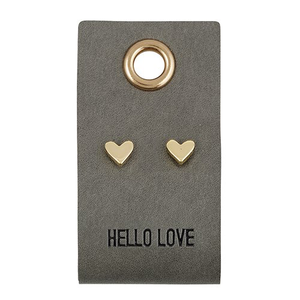 LEATHER TAG EARRINGS - HEART
