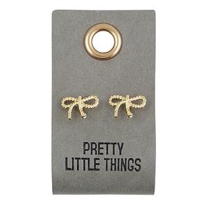LEATHER TAG EARRINGS - BOW
