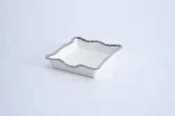 Luncheon Napkin Holder White and Silver