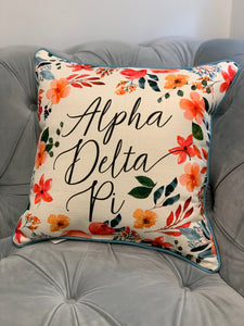 Alpha Delta Pi Poppy Floral Pillow