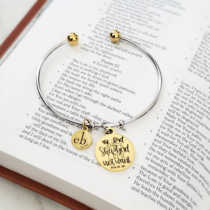 Stacking Bracelets Bible Verse Mantra Gold Charm