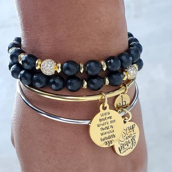 Spirit Lead Me Religious Gold Charm Bangle