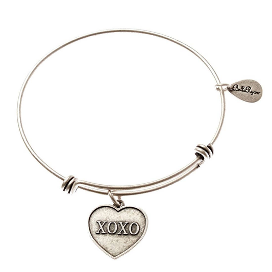 XOXO Expandable Bangle Charm Bracelet in Silver