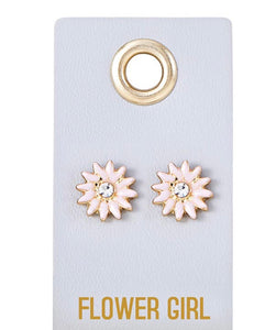 Leather Tag Earrings - Flower Girl