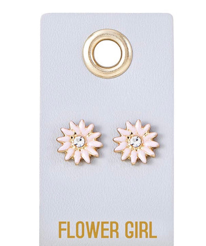 Leather Tag Earrings - Flower Girl