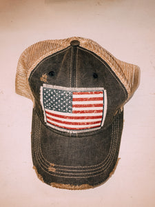 Distressed Mesh Back with Flag Patch