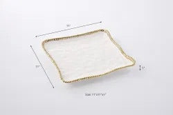Square Serving Platter White and Gold