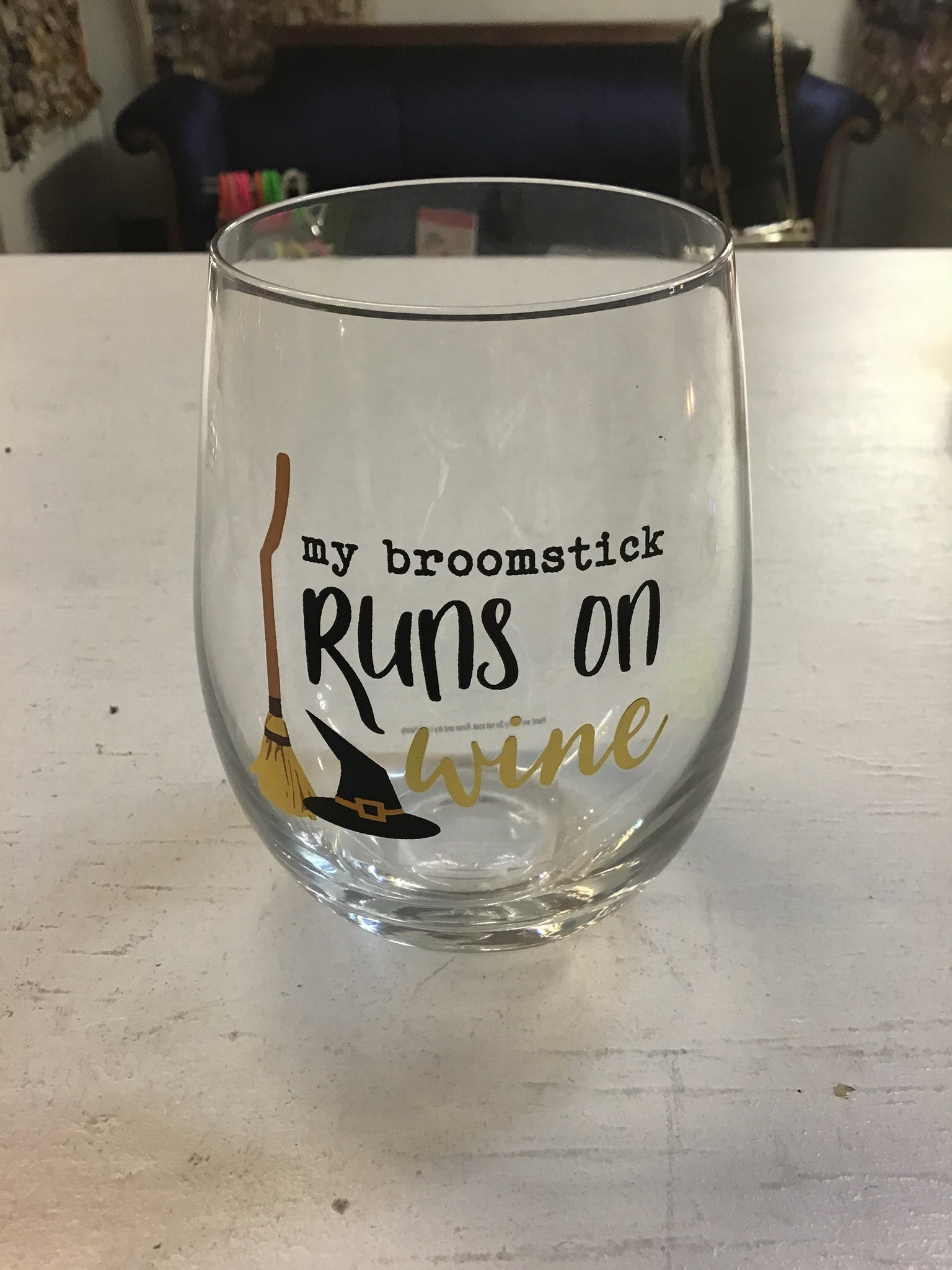Broomstick Stemless Wine Glass