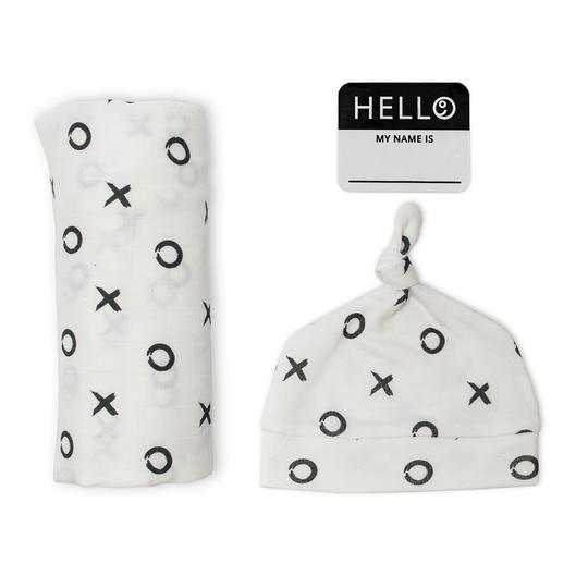 XO Swaddling Blanket & Matching Hat