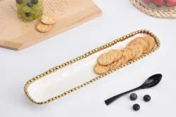 Cracker Tray White and Gold