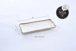 Small Rectangular Tray White and Gold