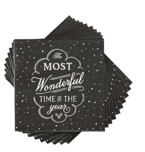 Most Wonderful Time of the Year Chalkboard Christmas Napkins