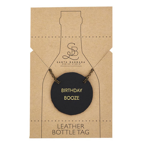 Leather Bottle Tag Birthday Booze