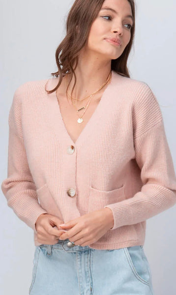 Billy Buttons Pink Cropped Cardigan