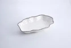 Large Serving Piece White and Silver