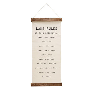 Lake House Rules Hanging Canvas