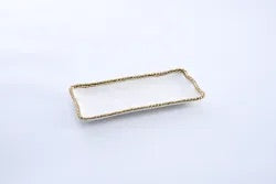 Small Rectangular Tray White and Gold