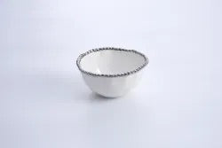 Small Porcelain Bowl White and Silver