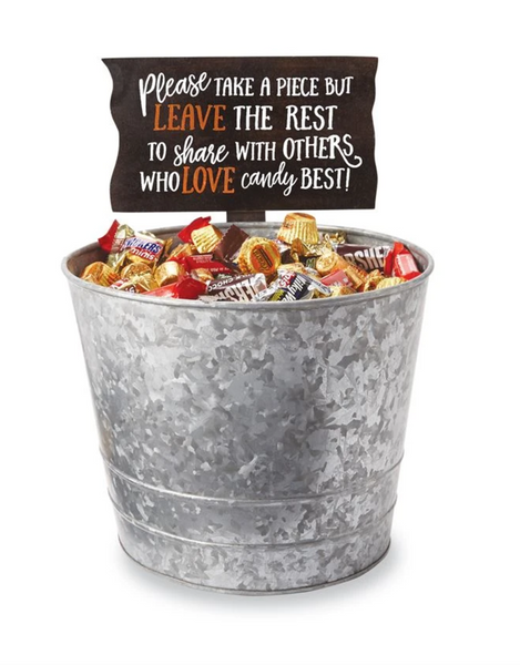Trick or Treat Candy Sign with Bucket