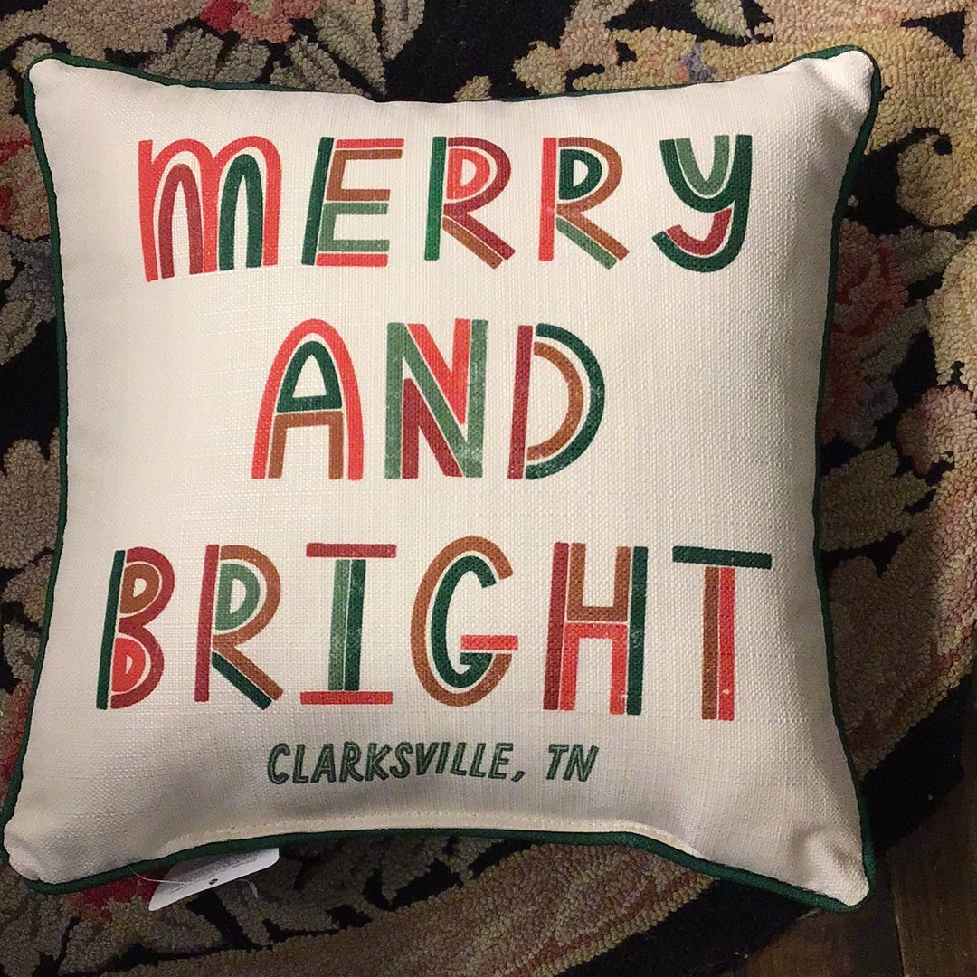 Merry and Bright Clarksville, TN Pillow