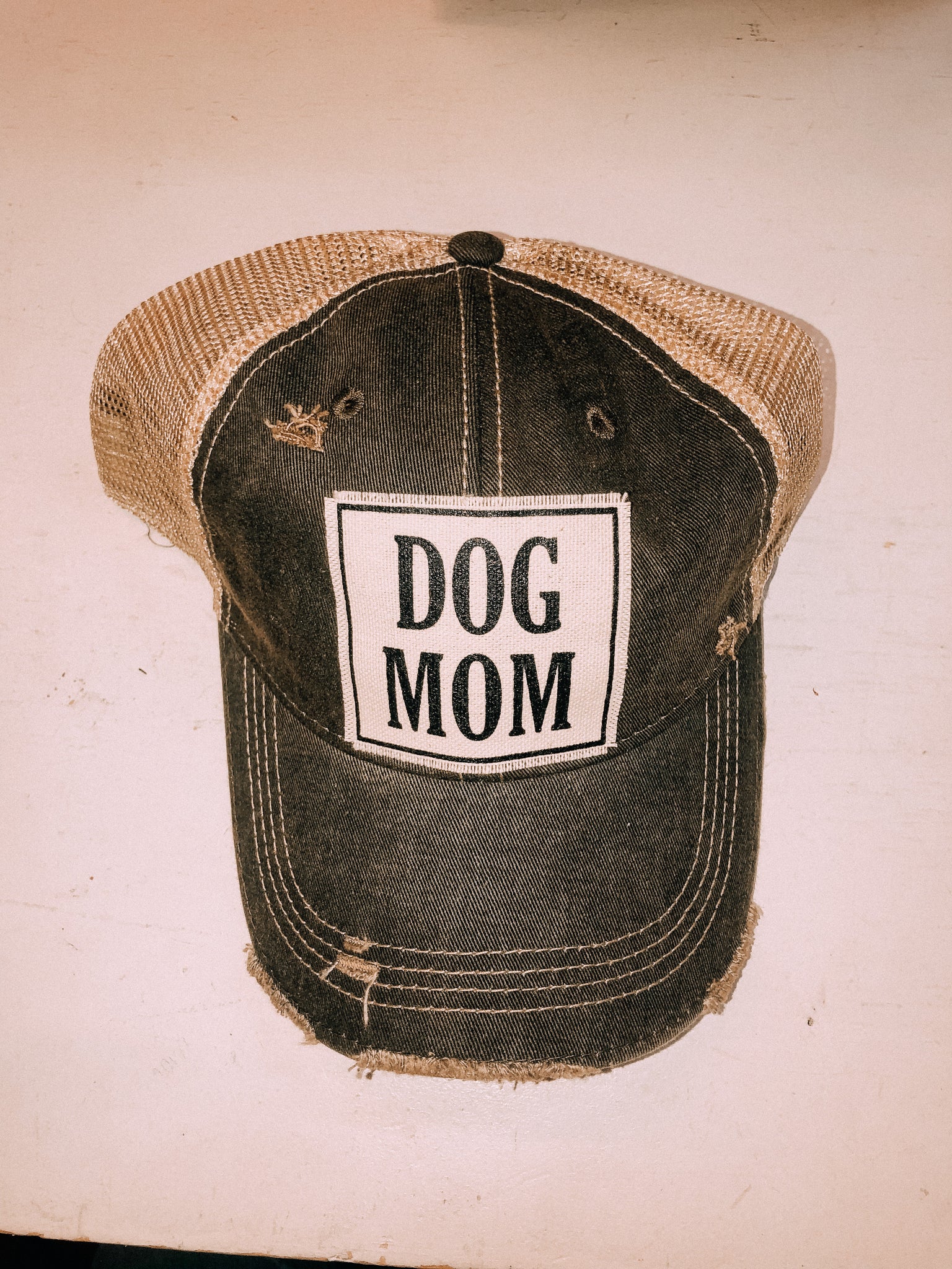 Dog Mom Mesh Back Distressed Hat