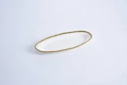 Small Oval Serving Dish White and Gold