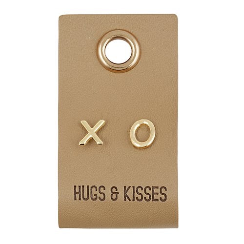 Leather Tag Earrings Hugs and Kisses XO