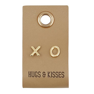 Leather Tag Earrings Hugs and Kisses XO