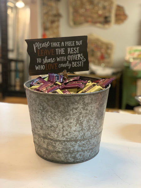 Trick or Treat Candy Sign with Bucket