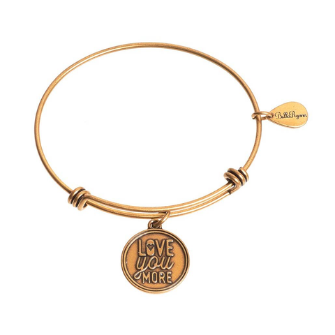 Love You More Expandable Bangle Charm Bracelet