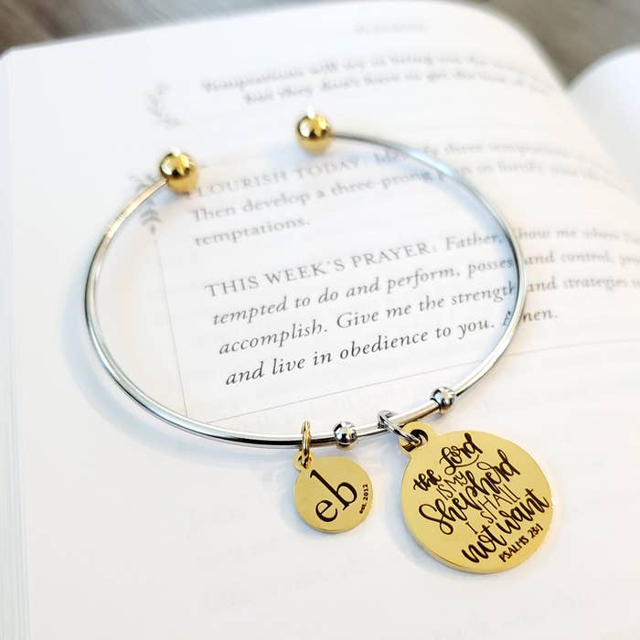 Stacking Bracelets Bible Verse Mantra Gold Charm