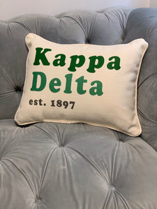 Kappa Delta Green Font Pillow