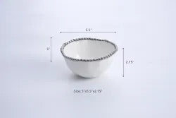 Small Porcelain Bowl White and Silver