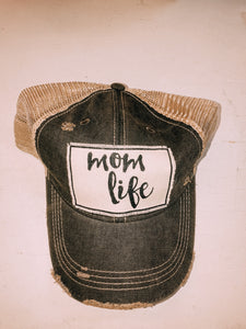 Mom Life Distressed Mesh Back Hat