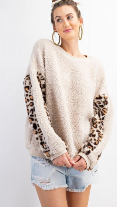 Celosia Oatmeal Leopard Sweater