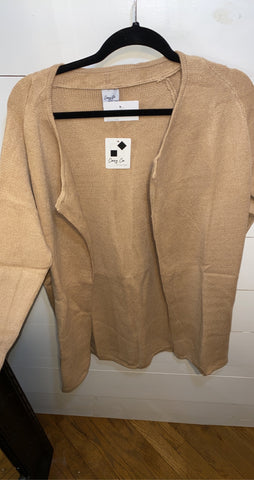 Anemone Open Cardigan In Tan