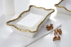 Dinner Napkin/Guest Towel Holder White and Gold